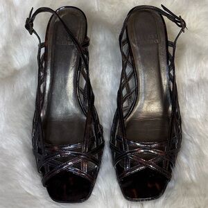 STUART WEITZMAN TORTOISE "TANGLE" PATENT SANDALS Shoes Strappy Size‎ 8 Summer